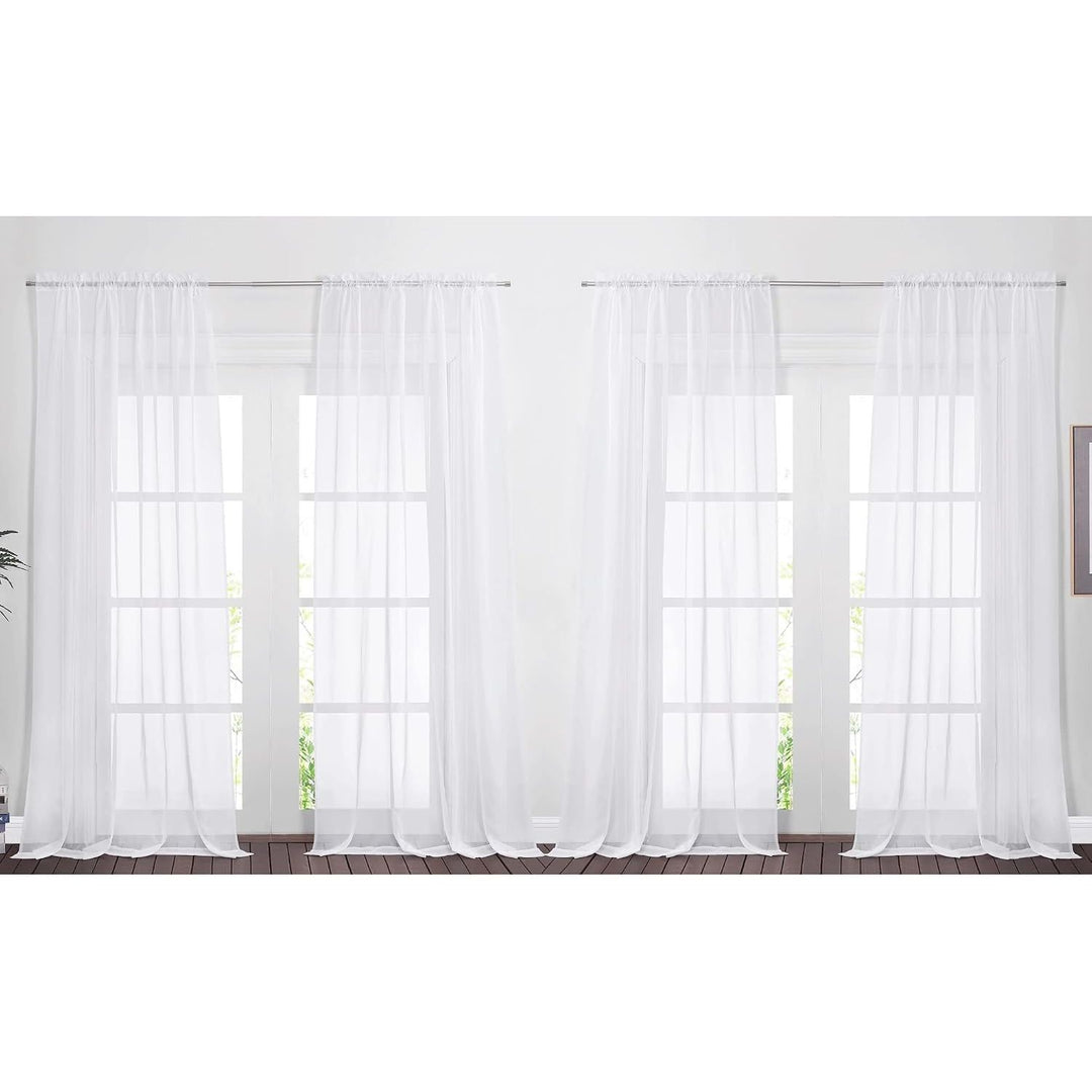 Voile Sheer Curtains, White, 60 x 95 in, 4 Panels - Just Closeouts Canada Inc.