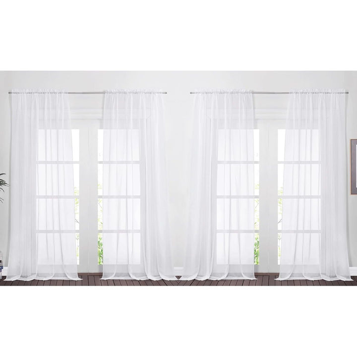 Voile Sheer Curtains, White, 60 x 95 in, 4 Panels - Just Closeouts Canada Inc.