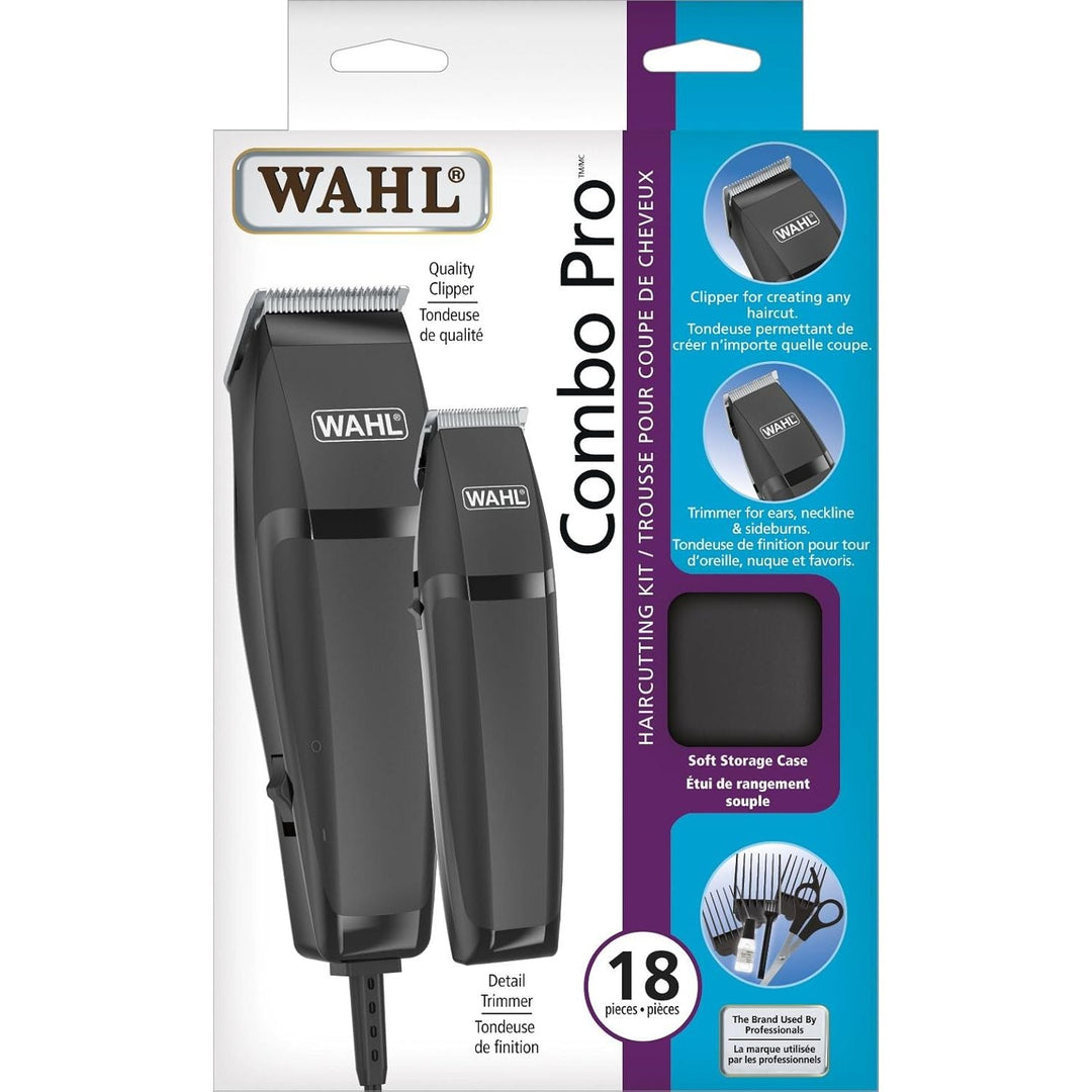 Wahl Canada Combo Pro, Haircutting kit with ergonomic clipper includes soft storage case, Haircutting Kit, Clippers for Hair, Hair Clippers, Grooming Kit - Model 3120 - Just Closeouts Canada Inc.0064132031202