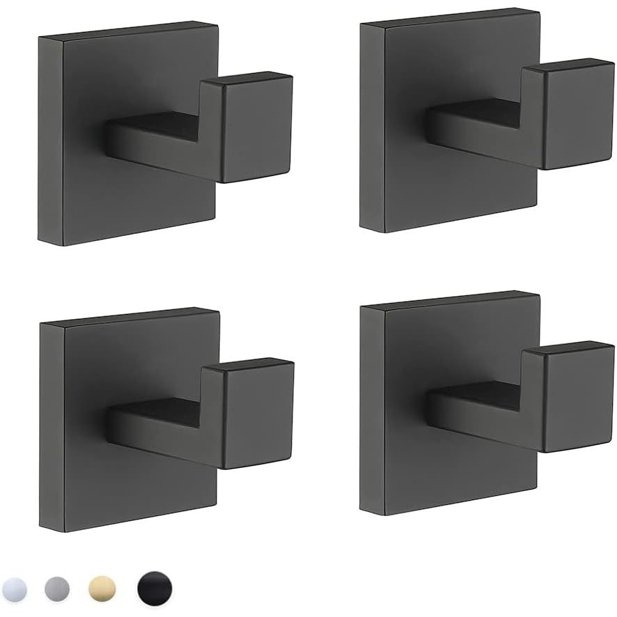 Wall Hooks Towel Hooks Towel Holder Robe Hook Bathroom Hooks Black Heavy Duty Door Hanger Stainless Steel Matt Black 4 Pack 2.1 Inch - Just Closeouts Canada Inc.X002YTINYL