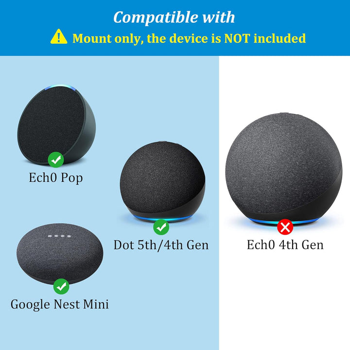 Wall Mount for Dot 5th & Dot 4th Gen & Pop & Google Nest Mini - Upgraded Alexa Dot 5th/Dot 4th Gen Outlet Holder Stand Shelf Accessories with Cable Management, No Drilling Required (Black) - Just Closeouts Canada Inc.