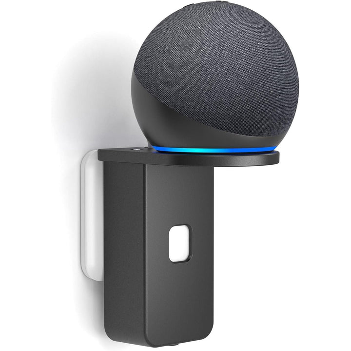 Wall Mount for Dot 5th & Dot 4th Gen & Pop & Google Nest Mini - Upgraded Alexa Dot 5th/Dot 4th Gen Outlet Holder Stand Shelf Accessories with Cable Management, No Drilling Required (Black) - Just Closeouts Canada Inc.