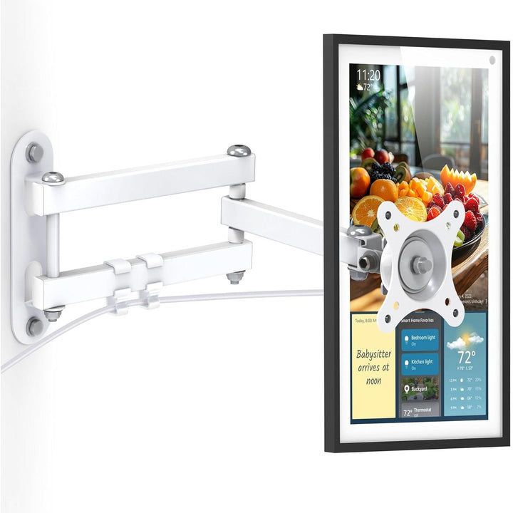 Wall Mount for Show 15 & Show 21 - Rotate Tilt Swivel Wall Stand Shelf for Show 15 & Monitors TVs 13" - 27", Metal Adjustable Mounting Bracket with Heavy Duty 17" Extension Arm (White) - Just Closeouts Canada Inc.