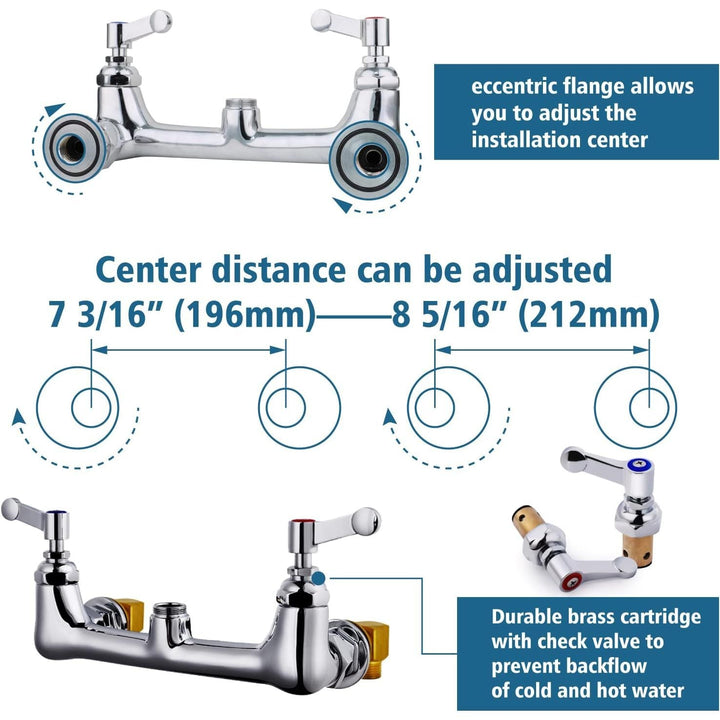 Wall Mount Hot & Cold Water Powerful Pull Out Spray Commercial Pre Rinse Restaurant Kitchen Faucet with Add On Spout, Installation Kits Included … (6003 - 1P) - Just Closeouts Canada Inc.B0776RZ7XB