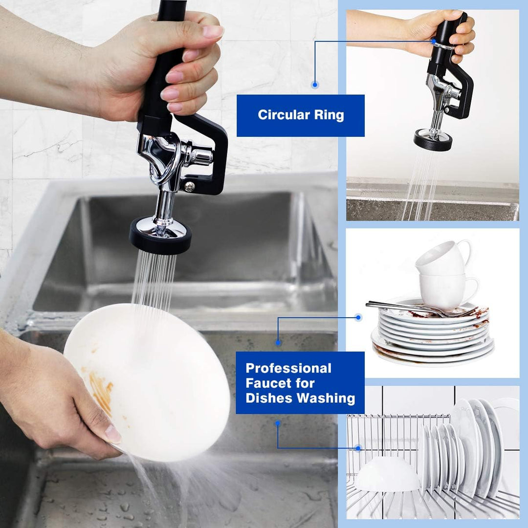 Wall Mount Hot & Cold Water Pull Out Spray Commercial Pre Rinse Restaurant Kitchen Faucet With Add On Spout Equip With Brass Inlet Piping Nuts - Just Closeouts Canada Inc.B074W5MGGC