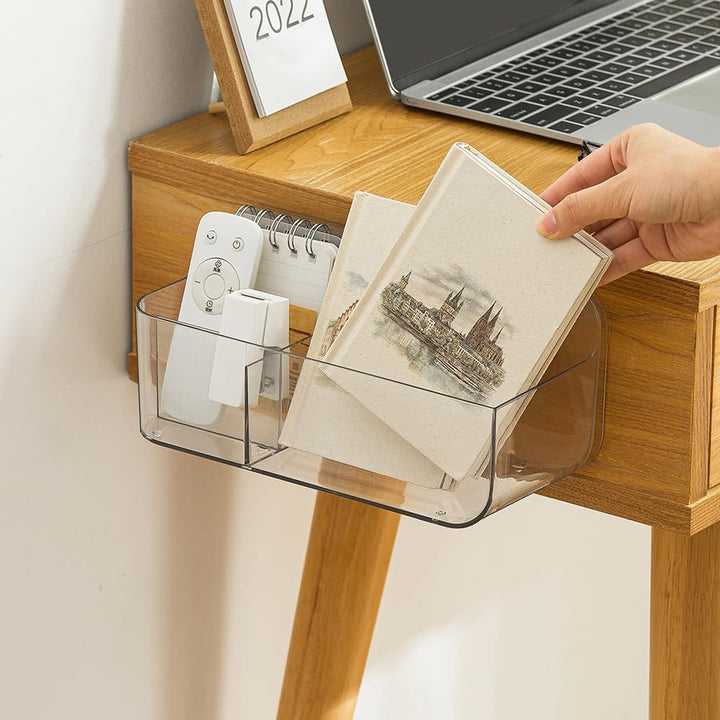 Wall Mount Storage Organizer, Clear Storage Box Holder Basket with 3 Compartments No Drilling Hang Walls/Doors for Kitchen, Cabinet, Bathroom, Bedroom, Office - Just Closeouts Canada Inc.X0039O5FIH