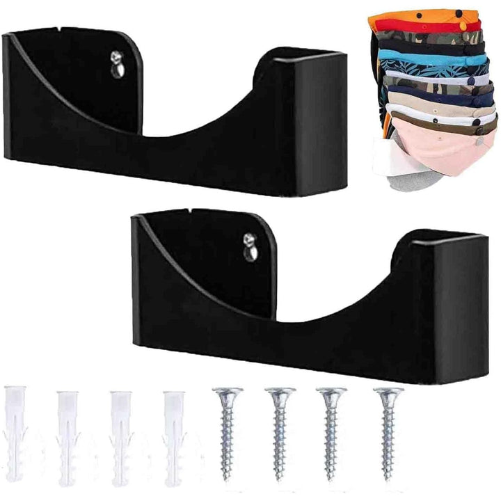 Wall Mounted Baseball Cap Organizer, 2 - Pack Hat Rack with Hardware, Space - Saving Hat Storage Hanger (black) - Just Closeouts Canada Inc.