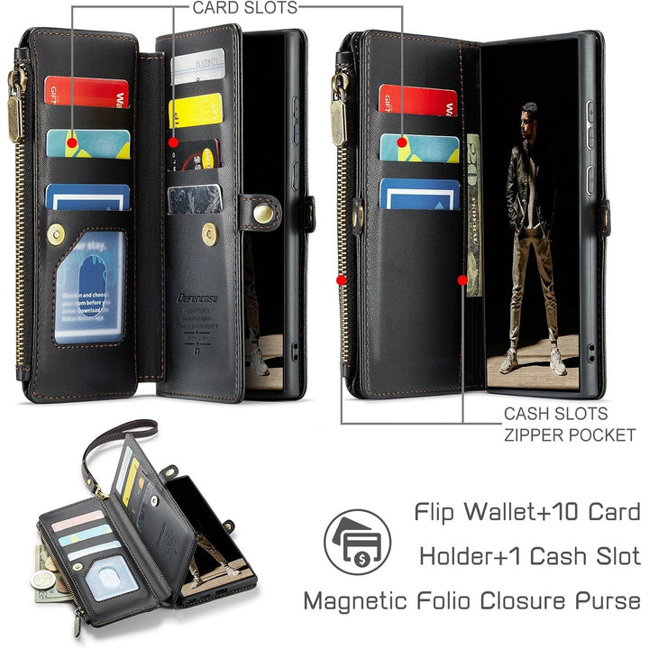 Wallet Phone Case for Galaxy S25 Ultra – Black - Just Closeouts Canada Inc.