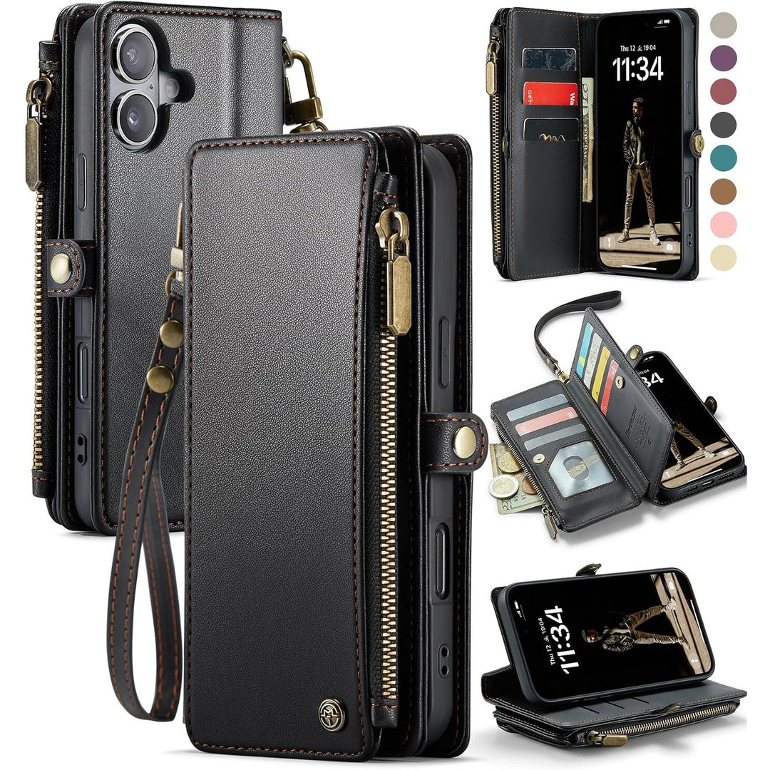 Wallet Phone Case for iPhone 16 Plus – Black - Just Closeouts Canada Inc.