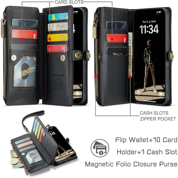 Wallet Phone Case for iPhone 16 Plus – Black - Just Closeouts Canada Inc.