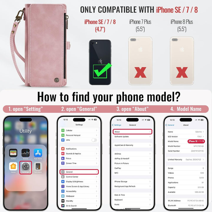 Wallet Phone Case for iPhone SE / 7 / 8 – Rose Pink - Just Closeouts Canada Inc.