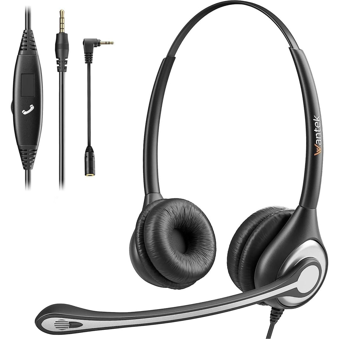 Wantek Computer Headset with Microphone, Headphones with Mic, PC Headset with Microphone Noise Cancelling 3.5mm Jack for iPhone, Gaming, Laptop, Mac, Skype, Online Classes - Clear Calls - Just Closeouts Canada Inc.