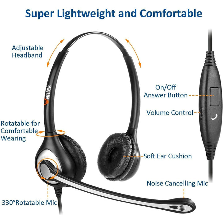 Wantek Computer Headset with Microphone, Headphones with Mic, PC Headset with Microphone Noise Cancelling 3.5mm Jack for iPhone, Gaming, Laptop, Mac, Skype, Online Classes - Clear Calls - Just Closeouts Canada Inc.