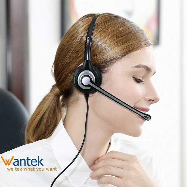 Wantek Computer Headset with Microphone, Headphones with Mic, PC Headset with Microphone Noise Cancelling 3.5mm Jack for iPhone, Gaming, Laptop, Mac, Skype, Online Classes - Clear Calls - Just Closeouts Canada Inc.