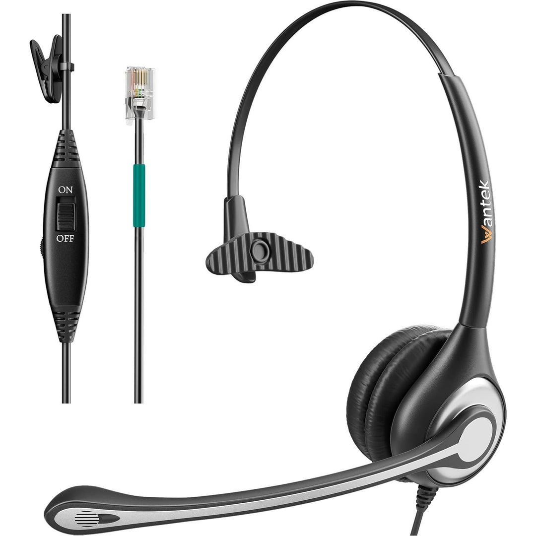 Wantek Corded Telephone Headset Mono w/Noise Canceling Mic for Avaya Aastra Allworx Adtran Alcatel Lucent AltiGen Comdial Digium Gigaset InterTel Mitel Plantronics MiVoice Landline Deskphones(F600S1) - Just Closeouts Canada Inc.
