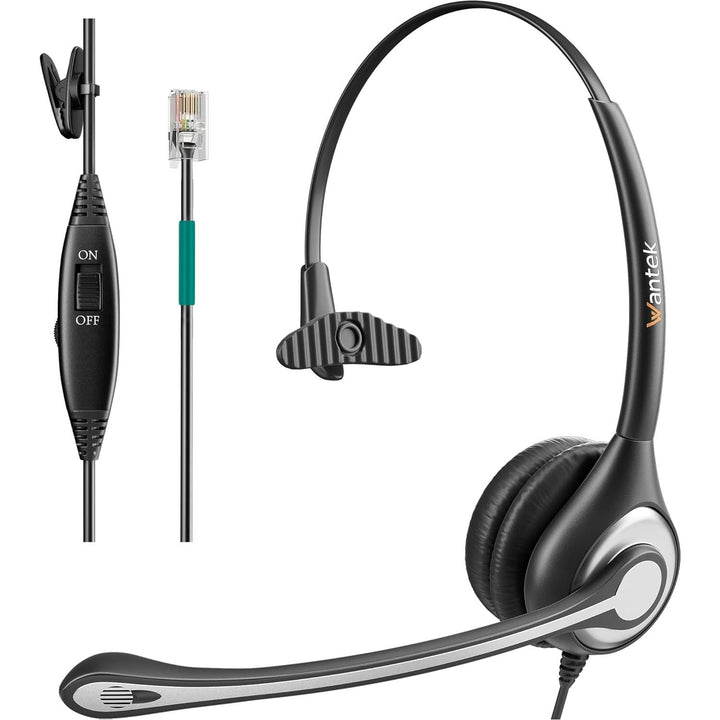 Wantek Corded Telephone Headset Mono w/Noise Canceling Mic for Avaya Aastra Allworx Adtran Alcatel Lucent AltiGen Comdial Digium Gigaset InterTel Mitel Plantronics MiVoice Landline Deskphones(F600S1) - Just Closeouts Canada Inc.
