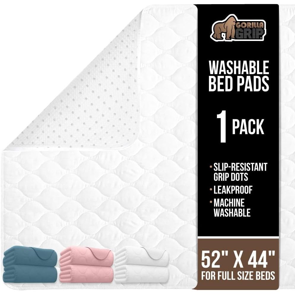 Washable Bed Pads for Incontinence, Leak Proof Slip Resistant Pee Pad Protector, 52x44 Absorbs 11 Cups, Soft Mattress Protection Chux for Enuresis Bedwetting, Adults, Elderly, Kids, White - Just Closeouts Canada Inc.