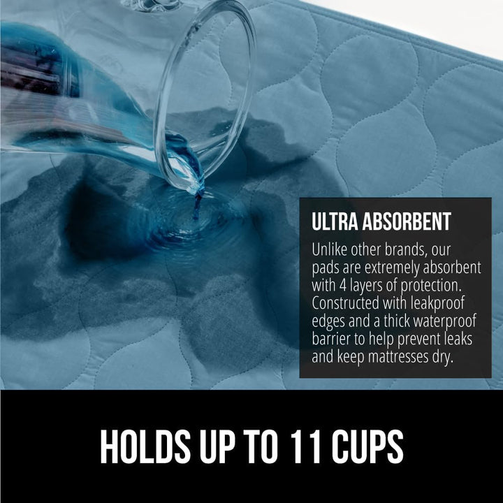 Washable Bed Pads for Incontinence, Leak Proof Slip Resistant Pee Pad Protector, 52x44 Absorbs 11 Cups, Soft Mattress Protection Chux for Enuresis Bedwetting, Adults, Elderly, Kids, White - Just Closeouts Canada Inc.