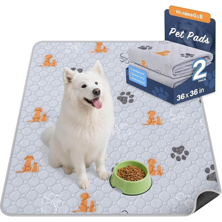 Washable Pee Pads for Dogs, 2 Pack Absorbent Reusable Training Dog Pads Pet Puppy Pads, Non - Slip Potty Pads for Whelping, Playpen, Crate, Bed, Orange, 36"x36" - Just Closeouts Canada Inc.X004PR15K9