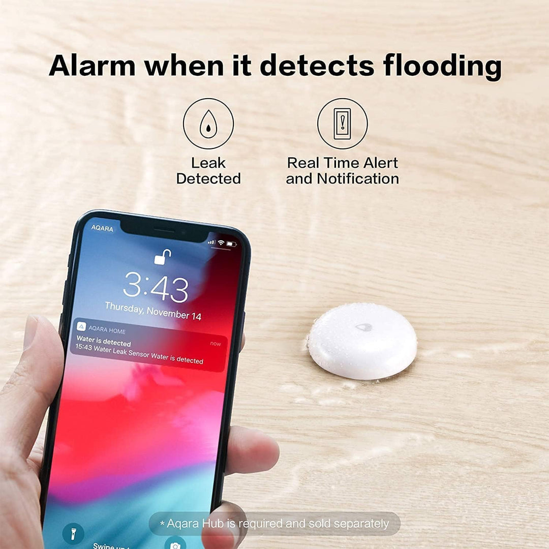 Water Leak Sensor 3 Pack, Zigbee Wireless Water Leak Detector for Alarm System and Smart Home Automation, Requires AQARA HUB, App Notifications, for Kitchen, Bathroom, Basement, Works with IFTTT - Just Closeouts Canada Inc.