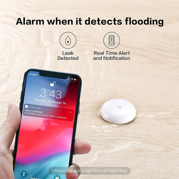 Water Leak Sensor 3 Pack, Zigbee Wireless Water Leak Detector for Alarm System and Smart Home Automation, Requires AQARA HUB, App Notifications, for Kitchen, Bathroom, Basement, Works with IFTTT - Just Closeouts Canada Inc.