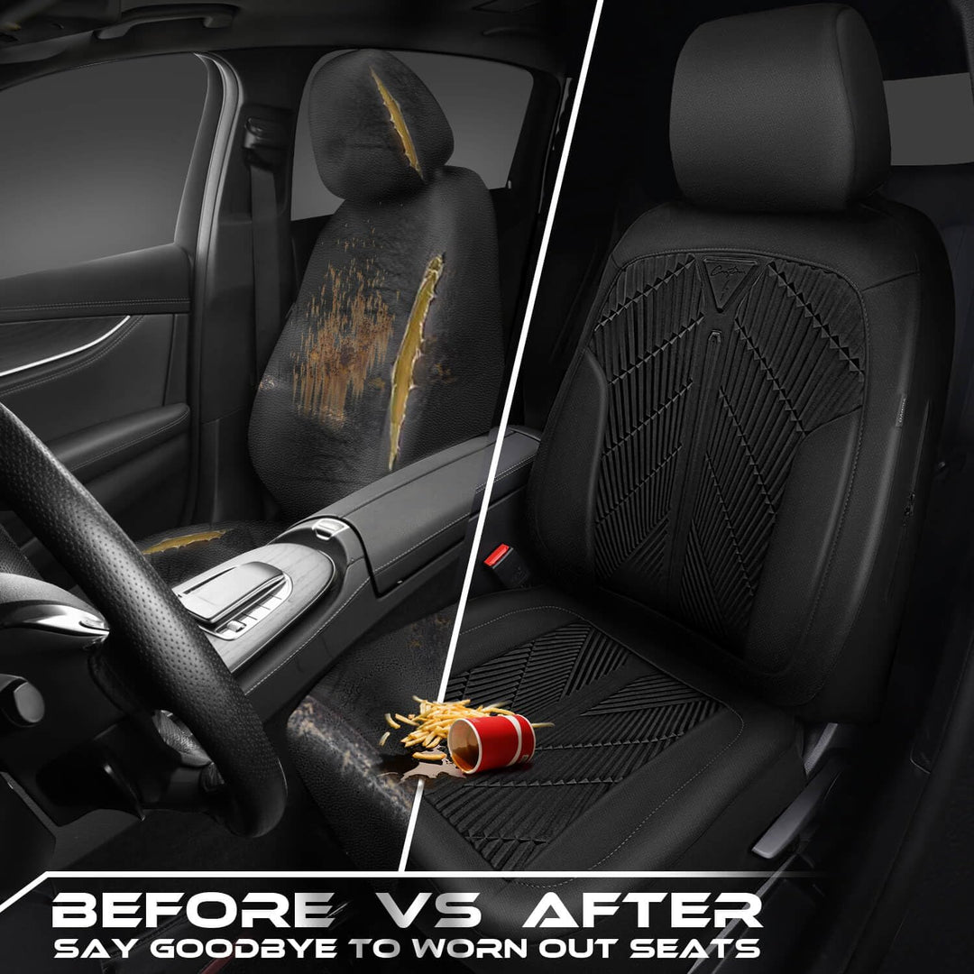 Waterproof Car seat Covers Front Seats Covers Neoprene Wetsuit, All - Weather Non - Slip Durable, Universal Fit for SUV Sedans Trucks Vans Automotive, Armrest Airbag Compatible, Emboss Black - Just Closeouts Canada Inc.