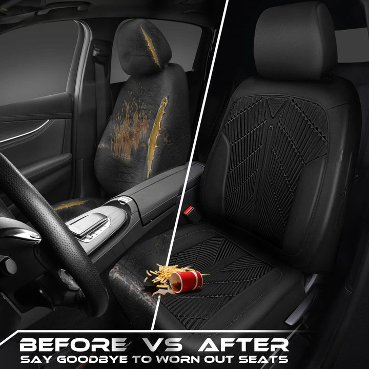 Waterproof Car seat Covers Front Seats Covers Neoprene Wetsuit, All - Weather Non - Slip Durable, Universal Fit for SUV Sedans Trucks Vans Automotive, Armrest Airbag Compatible, Emboss Black - Just Closeouts Canada Inc.