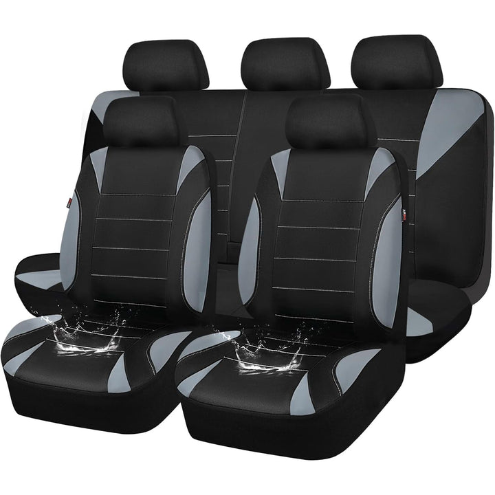 Waterproof Car Seat Covers Full Sets, Universal Fit Seat Covers for Cars, EVA Neoprene Seat Cover Set Full Sets, Interior Covers for Auto SUV,Vans,sedans, Trucks,(Black and Gray) - Just Closeouts Canada Inc.