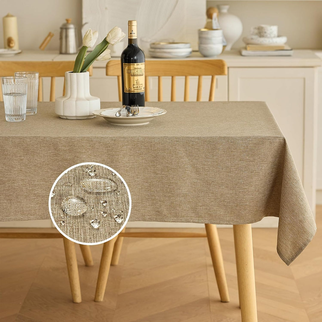Waterproof Easy Wipe Clean 10 Seater Table Cloth for Dining Table, Party and Wedding Table, Decoration Table Cloth for Glass Dining Table (Oblong, 60 x 104 Inch (8-10 Seats), Natural) - Just Closeouts Canada Inc.X003KNDT53