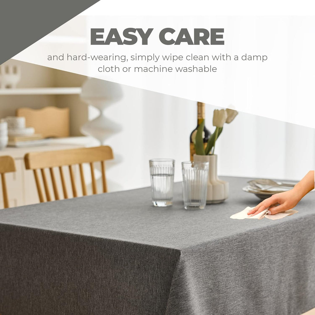 Waterproof Linen Table Cloth for 8ft Rectangle Table, Easy to Clean Wrinkle - Free Outdoor Tablecloth for Wedding, Party, and Camping(Oblong, 60 x 120 Inch (10 - 12 Seats), Dark Grey) - Just Closeouts Canada Inc.X003KNLB8Z