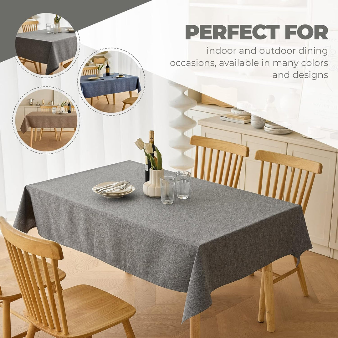 Waterproof Linen Table Cloth for 8ft Rectangle Table, Easy to Clean Wrinkle - Free Outdoor Tablecloth for Wedding, Party, and Camping(Oblong, 60 x 120 Inch (10 - 12 Seats), Dark Grey) - Just Closeouts Canada Inc.X003KNLB8Z