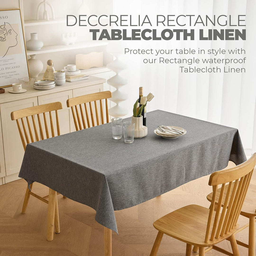 Waterproof Linen Table Cloth for 8ft Rectangle Table, Easy to Clean Wrinkle - Free Outdoor Tablecloth for Wedding, Party, and Camping(Oblong, 60 x 120 Inch (10 - 12 Seats), Dark Grey) - Just Closeouts Canada Inc.X003KNLB8Z