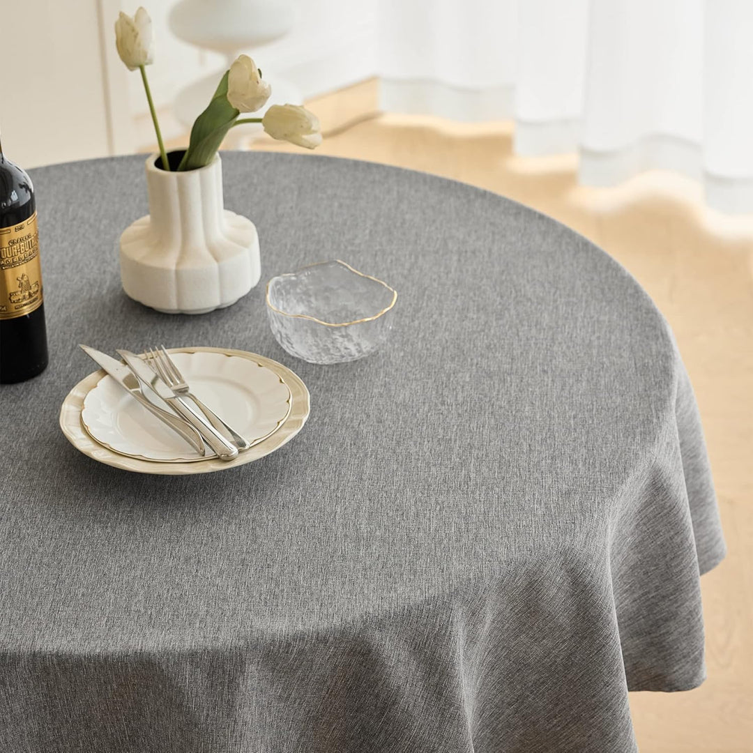 Waterproof Linen Table Cloth for Round Table, Decorative Fabric Anti-Scratch Table Cover for Dining Table and Kitchen Table (70 Inch, Round (4-6 Seats), Dark Grey) - Just Closeouts Canada Inc.X003XFOTXT