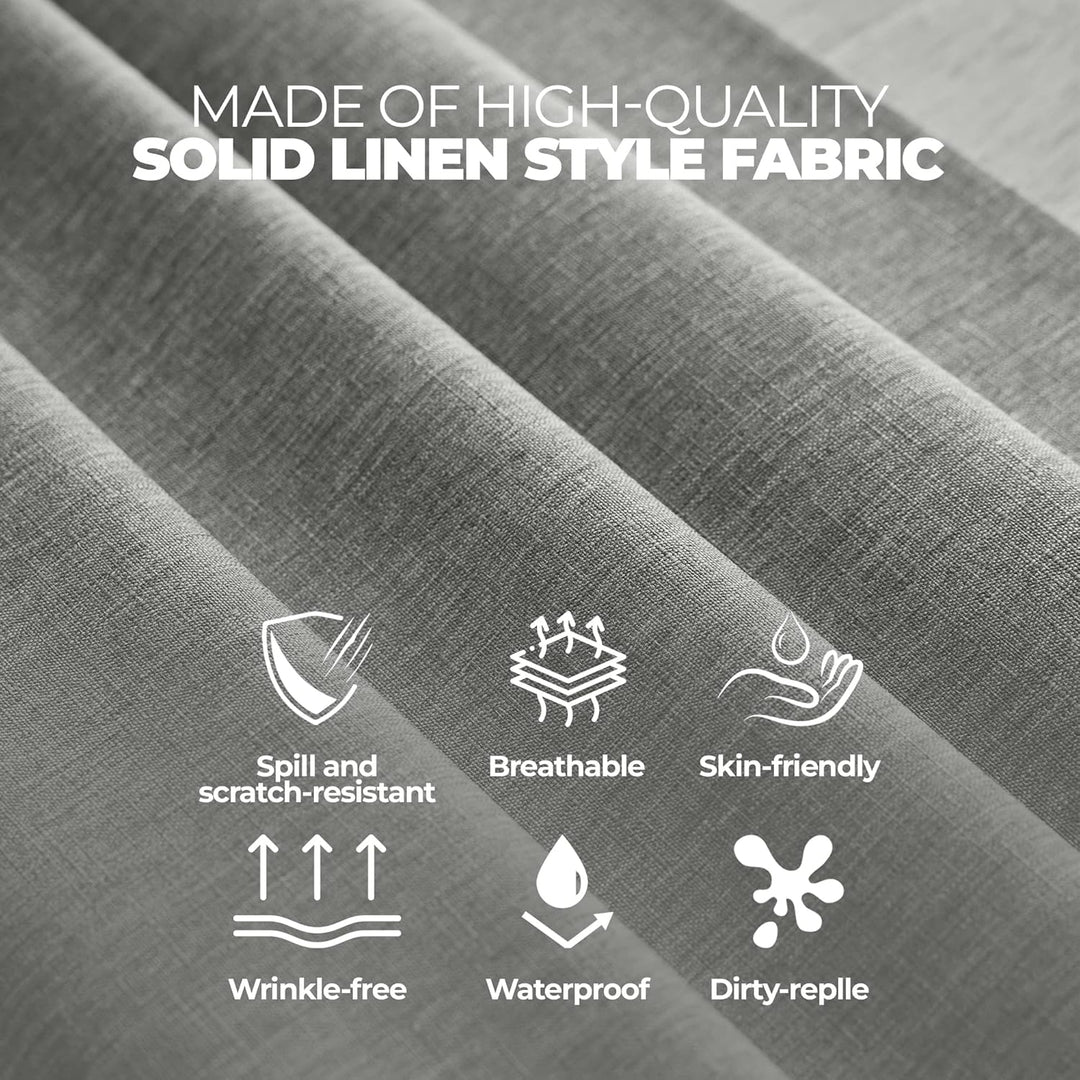 Waterproof Linen Table Cloth for Round Table, Decorative Fabric Anti-Scratch Table Cover for Dining Table and Kitchen Table (70 Inch, Round (4-6 Seats), Dark Grey) - Just Closeouts Canada Inc.X003XFOTXT