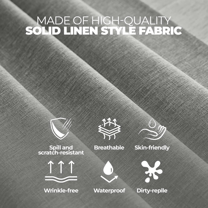 Waterproof Linen Table Cloth for Round Table, Decorative Fabric Anti-Scratch Table Cover for Dining Table and Kitchen Table (70 Inch, Round (4-6 Seats), Dark Grey) - Just Closeouts Canada Inc.X003XFOTXT