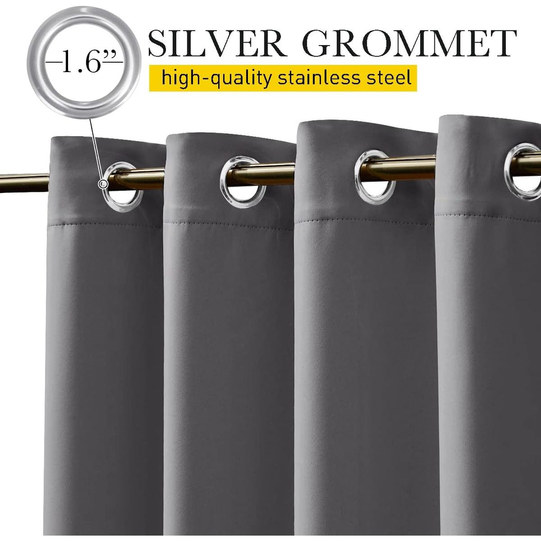 Waterproof Outdoor Curtain 2 Panels for Patio, Thermal Insulated Sun Blocking Grommet & Back Tab on Top & Bottom Blackout Drapes with Bouns Rope for Porch/Pergola/Cabana, Grey, 52 x 84 Inches - Just Closeouts Canada Inc.