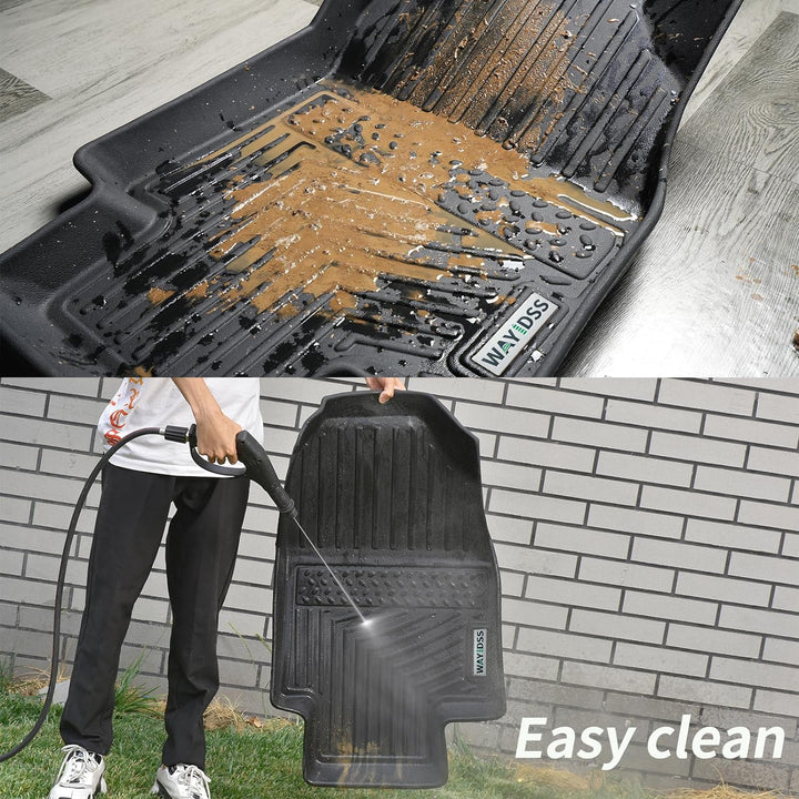WAYIDSS Floor Mats & Trunk Mat for 2024 Hyundai KONA Electric (Electric Models Only),TPE All Weather Protection 1st & 2nd Row Car Floor Liners Front & Cargo Liners Accessories - Black - Just Closeouts Canada Inc.