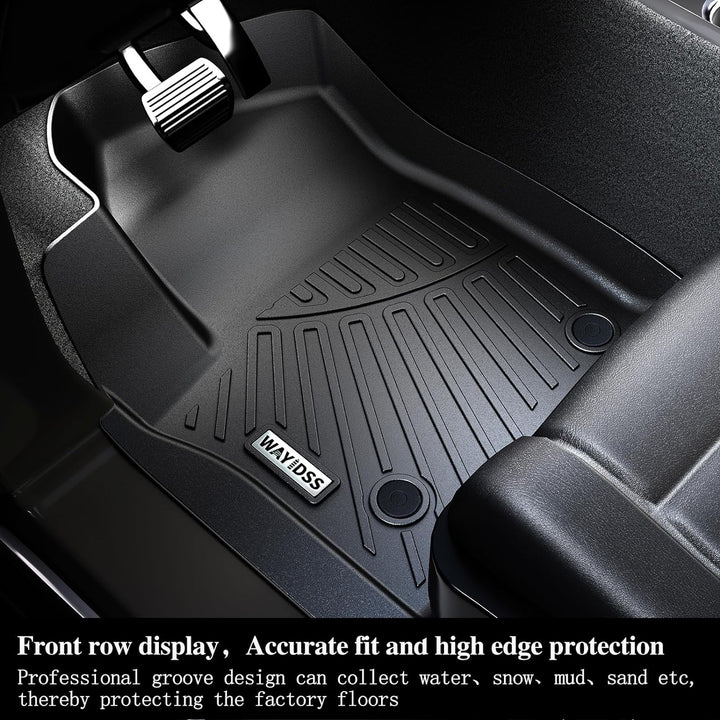 WAYIDSS Floor Mats & Trunk Mat for 2024 Hyundai KONA Electric (Electric Models Only),TPE All Weather Protection 1st & 2nd Row Car Floor Liners Front & Cargo Liners Accessories - Black - Just Closeouts Canada Inc.