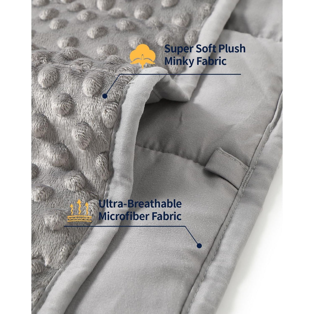 Weighted Blanket, Minky Dots and Cooling Microfiber Heavy Blanket, Soft and Cozy Weighted Throw for Sleeping and Calm,36 x 48in, 3lbs, Grey - Just Closeouts Canada Inc.