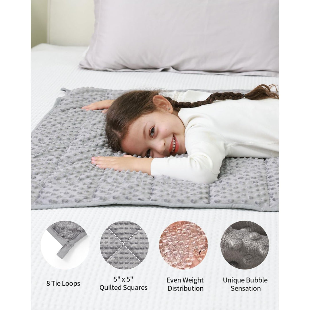 Weighted Blanket, Minky Dots and Cooling Microfiber Heavy Blanket, Soft and Cozy Weighted Throw for Sleeping and Calm,36 x 48in, 3lbs, Grey - Just Closeouts Canada Inc.