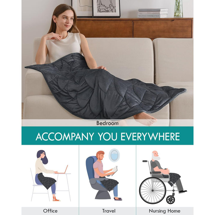 Weighted Lap Blanket 7 lbs 41" x 53", Small Weighted Blanket for Adults, Cozy Luxury Crystal Velvet Weighted Blanket for Relaxation, All - Season Blanket, Machine Washable, Gray - Just Closeouts Canada Inc.