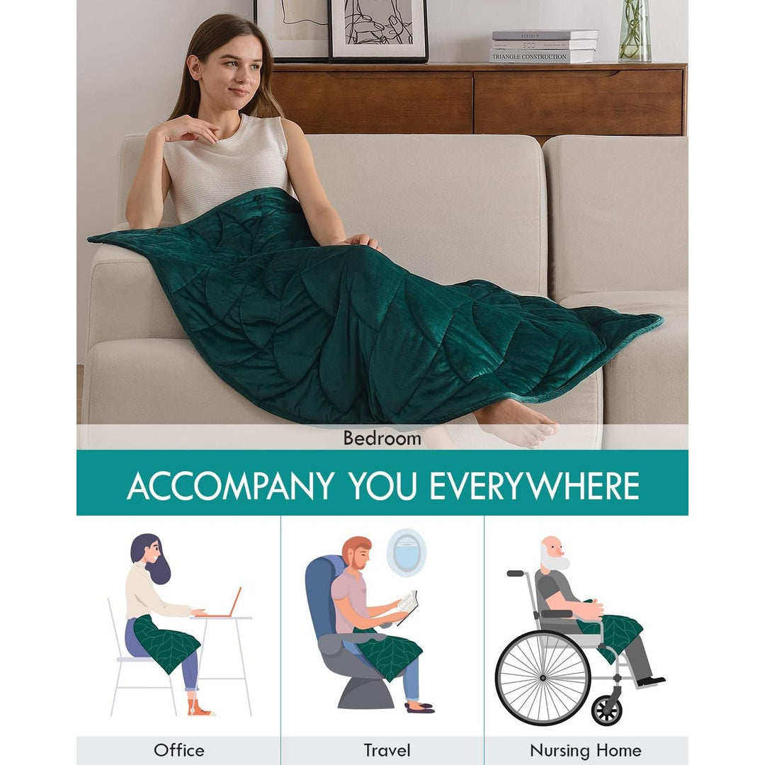 Weighted Lap Blanket 7 lbs 41" x 53", Small Weighted Blanket for Adults, Cozy Luxury Crystal Velvet Weighted Blanket for Relaxation, All - Season Blanket, Machine Washable, Green - Just Closeouts Canada Inc.