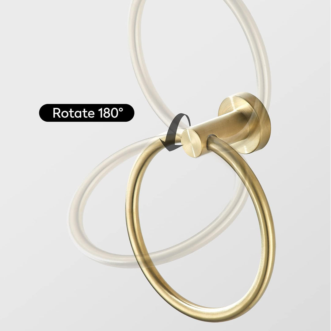 WEIKO Gold Toilet Paper Holder Towel Ring Bathroom Hardware Set Brushed Gold Hand Towel Holder Wall Mount TP Tissue Roll Holder with Double Post Pivoting Bath Accessories SUS304 Stainless Steel 2pc. - Just Closeouts Canada Inc.