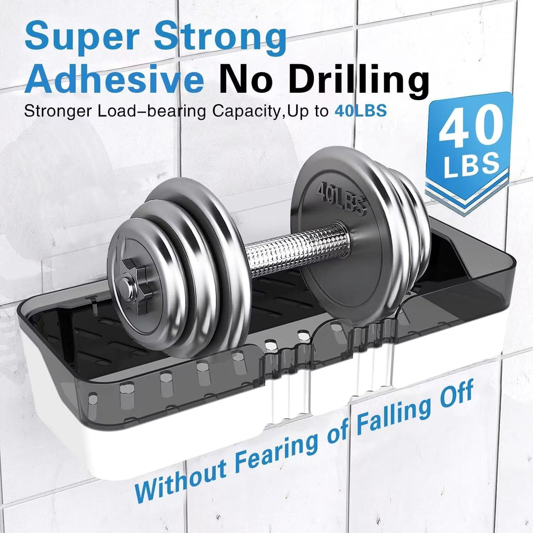 WeshyiGo 2 - Pack Shower Caddy, Separable Shower Organizer with Soap Dish and Hooks, No Drilling Double Layer Shower Shelf, Used for Bathroom and Kitchen (Black) - Just Closeouts Canada Inc.