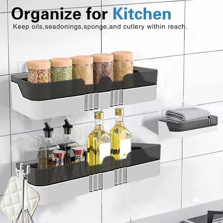 WeshyiGo 2 - Pack Shower Caddy, Separable Shower Organizer with Soap Dish and Hooks, No Drilling Double Layer Shower Shelf, Used for Bathroom and Kitchen (Black) - Just Closeouts Canada Inc.
