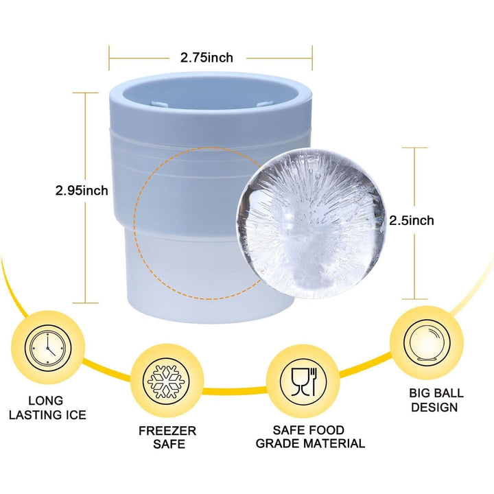 Whiskey Rocks Glass, Set of 4 (2 Crystal Bourbon Glasses, 2 Round Big Ice Ball Molds) In Gift Box - Just Closeouts Canada Inc.