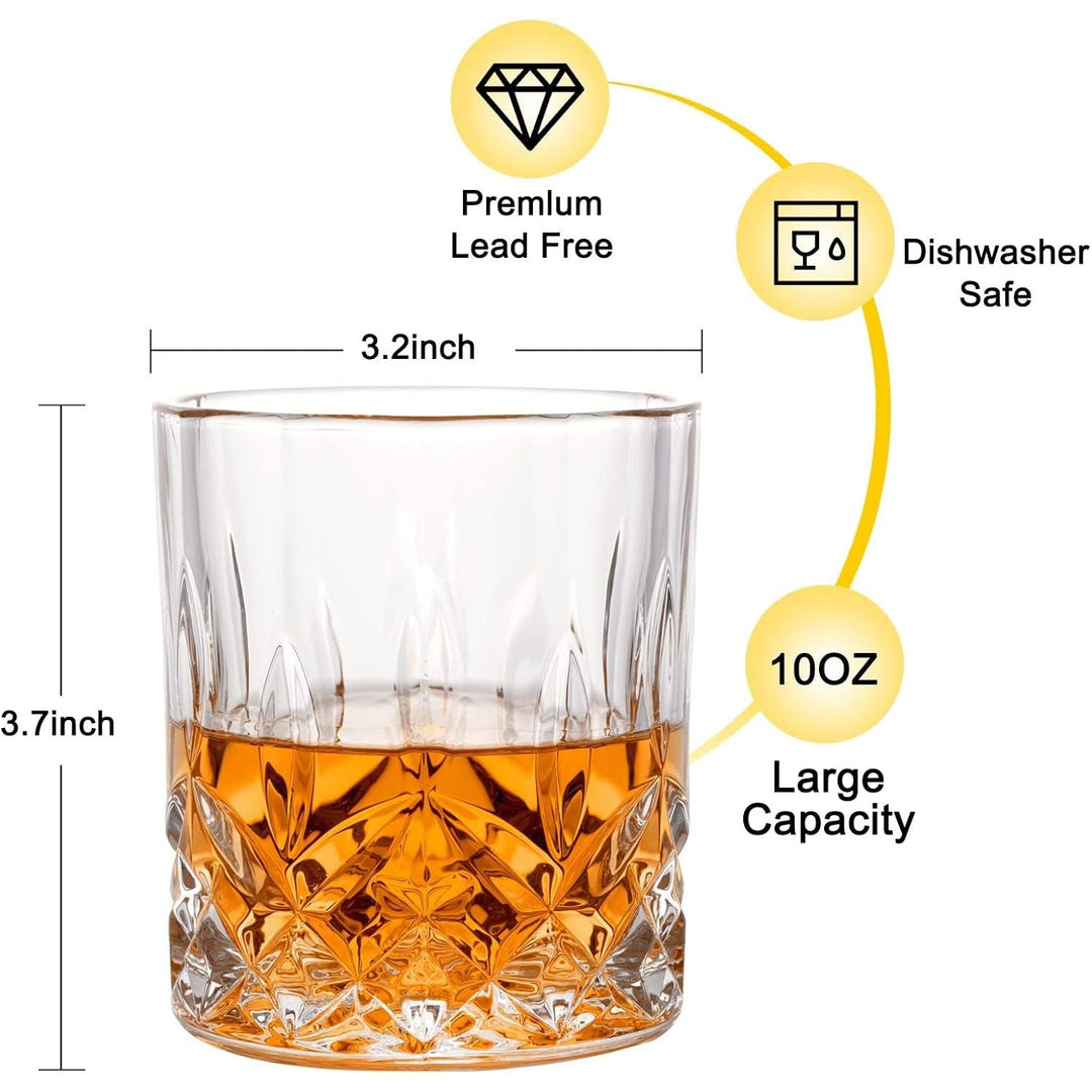 Whiskey Rocks Glass, Set of 4 (2 Crystal Bourbon Glasses, 2 Round Big Ice Ball Molds) In Gift Box - Just Closeouts Canada Inc.