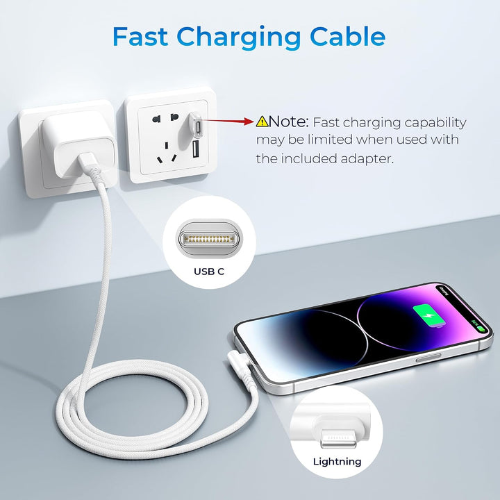 White 3.3 ft Right-Angle USB-C to Lightning Cable with Adapter - Just Closeouts Canada Inc.X004MAXQKV