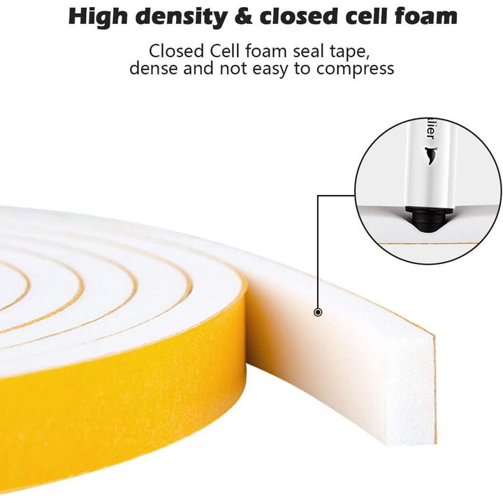 White Door Window Weather Stripping Self Adhesive Foam Tape High Density Foam Sealing Strip Window Insulation Weatherproof Gasket Tape for Doors and Windows (1" W X 3/4" T) Visit the ToLanbbt Store - Just Closeouts Canada Inc.