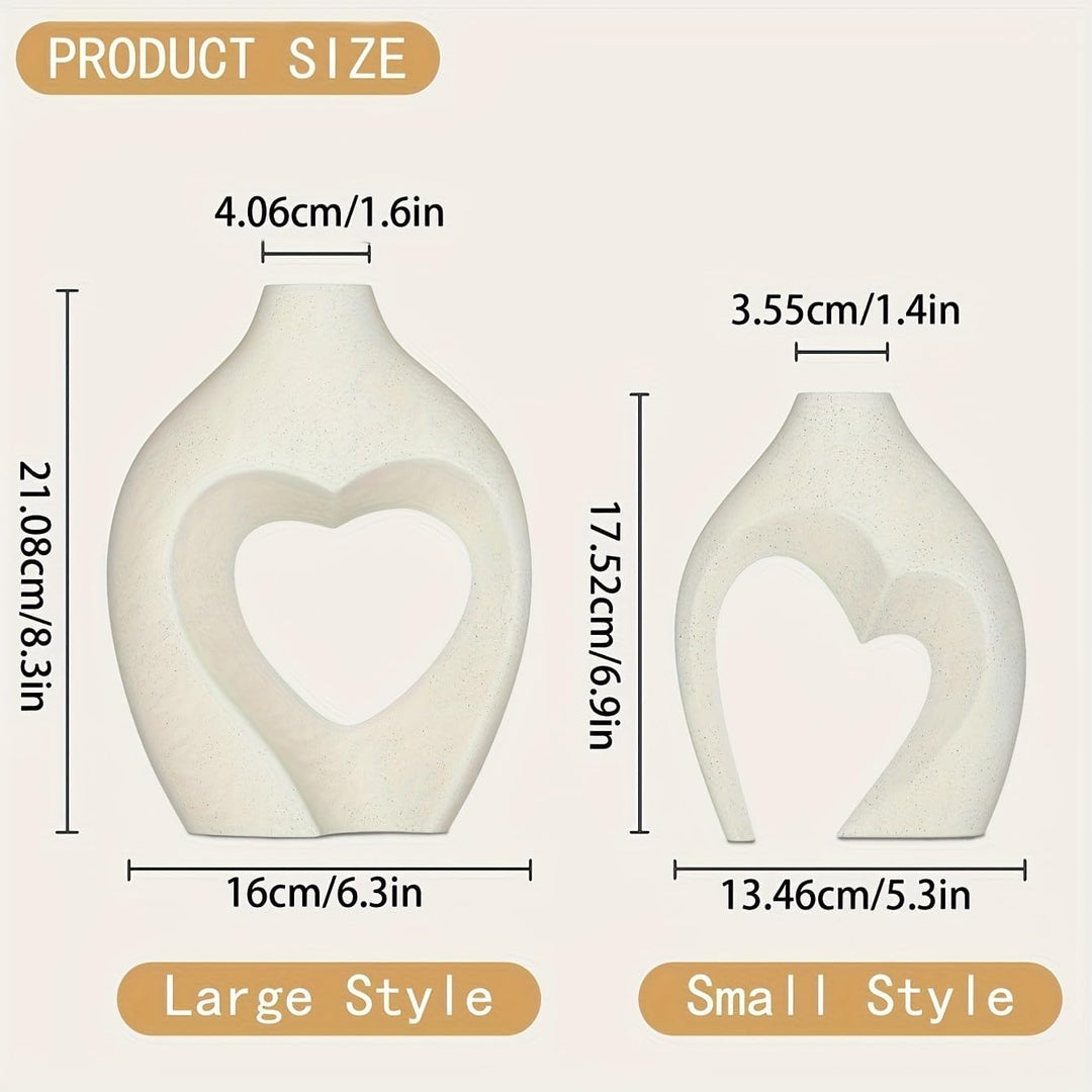 White Heart-Shaped Resin Vase Set, 2 Pieces - Just Closeouts Canada Inc.X004OL97SN
